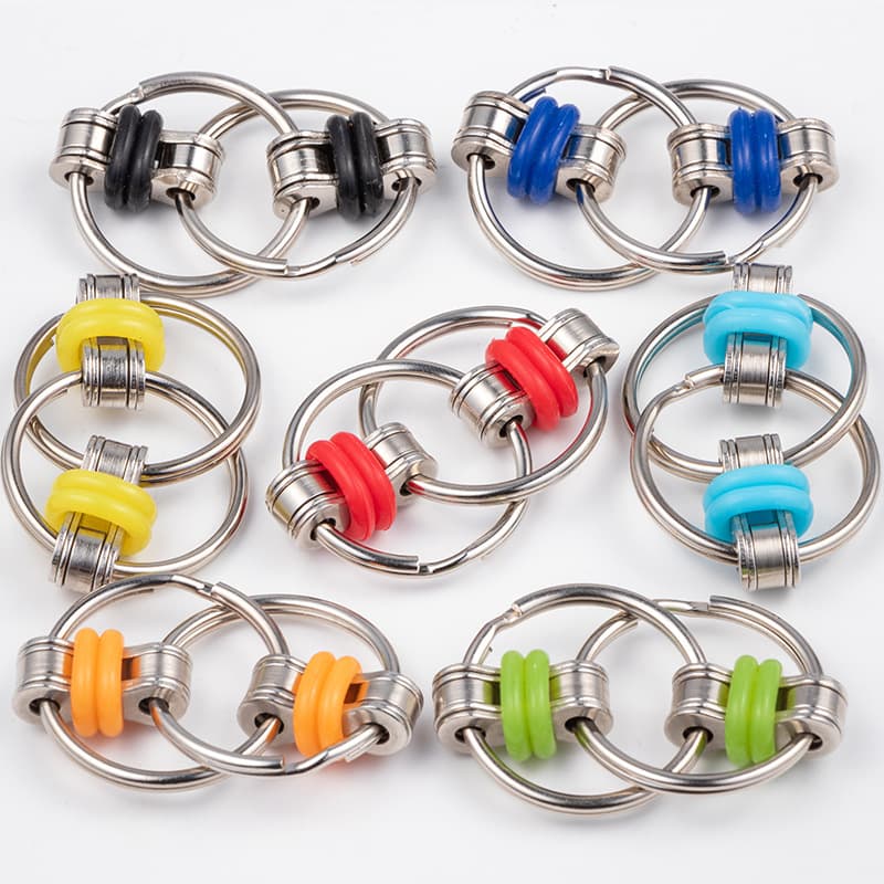 Stress Relief Chain Fingertip Ring Keychain for Children and Adults, Cross-Border Hot-Selling Toy, Amazon Trendy Bestseller