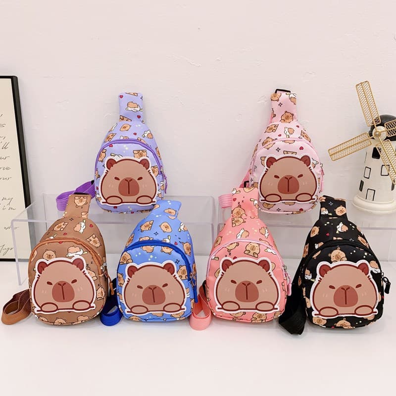 New Chest Bag Capibala Cute Cartoon Change Crossbody Bag Outdoor Casual Crossbody Bag Wholesale for Boys and Girls