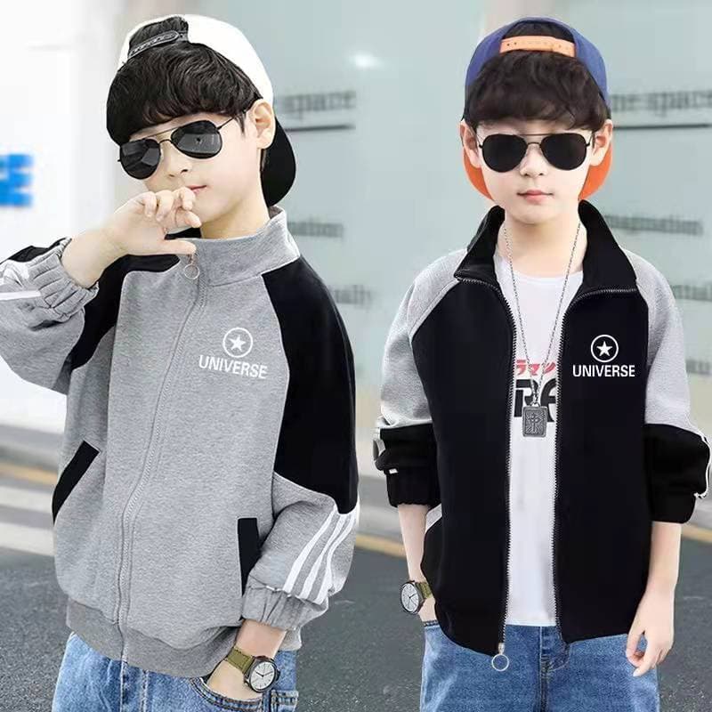 Cardigan-Style Sweatshirt Without Hood, Spring Style for Older Children, Suitable for Spring, Autumn, and Winter, Casual Boys' Jacket, Children's Sports Fleece-Lined Korean Style Trendy