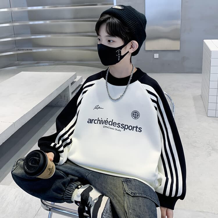 Boys' Spring Sweater Spring and Autumn 2024 New Arrival Zhongda Children's Boys Sports Styish Pullover Fried Street Fashion Clothes