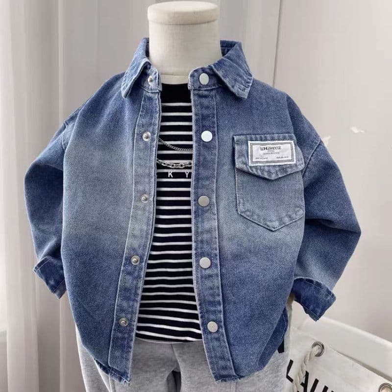 Boys' Denim Jacket, Spring and Autumn 2026 New Style, Fashionable Trendy Clothing for Young Children, Cool and Stylish Korean Version Denim Shirt