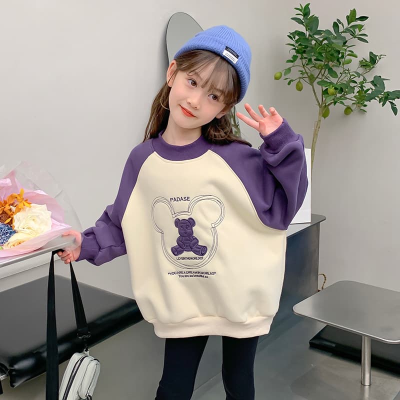 Girls' sweater spring and autumn 2024 new children's clothing medium and big children's western style top spring girls' clothes spring clothes 12 years old