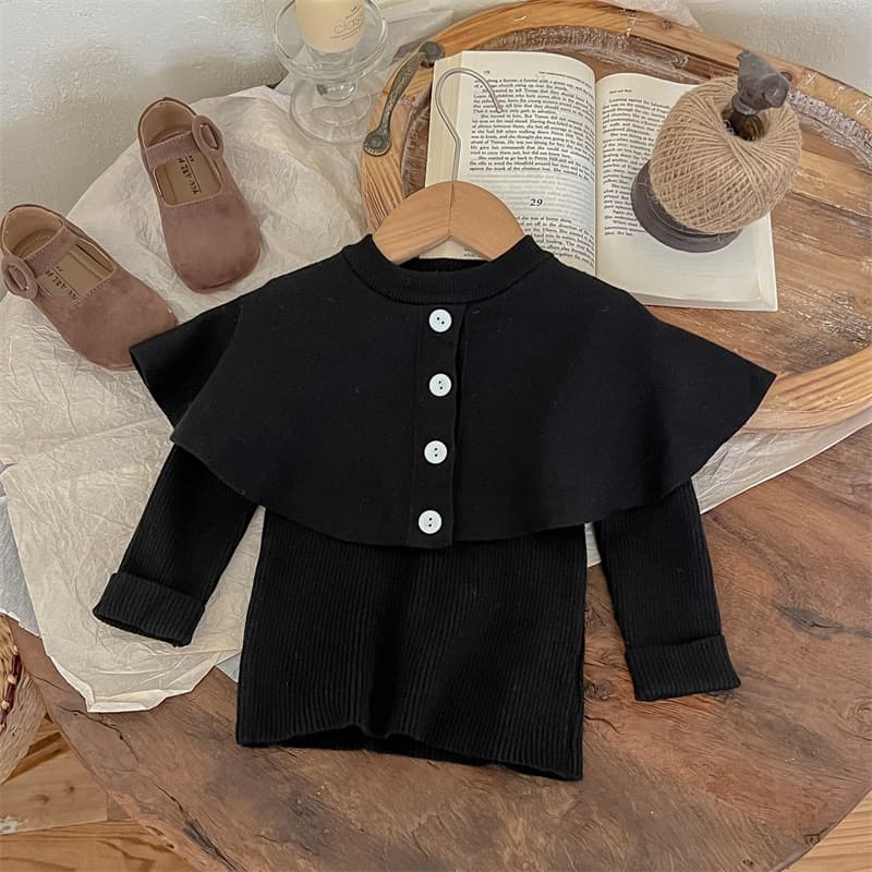 Lemon Green Girls' Sweater Baby Children's Trendy Cape Knitwear Wholesale Dropshipping Thickened Warm Version
