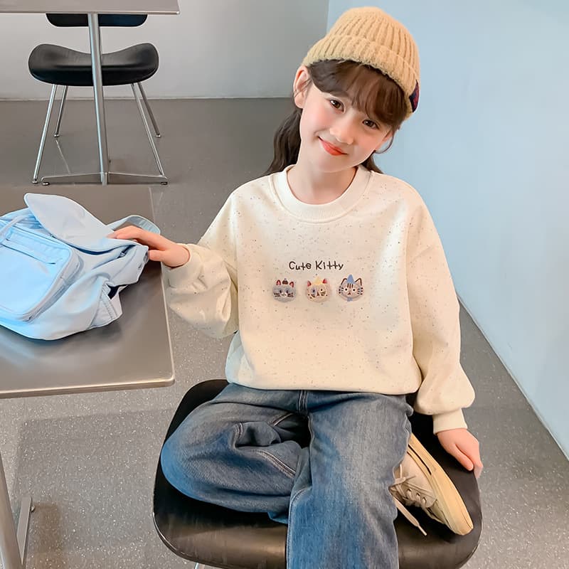 Girls' Sweatshirt Autumn 2026 New Stylish Long-Sleeve Korean-Style Top for Children in Spring and Autumn