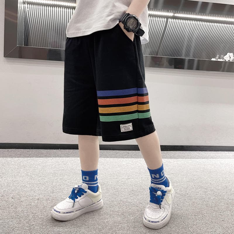 Boys' Shorts for Summer Wear 2022, Medium and Large Children's Sports Pants, Boys' Fashionable Printed Thin Breathable Korean Style