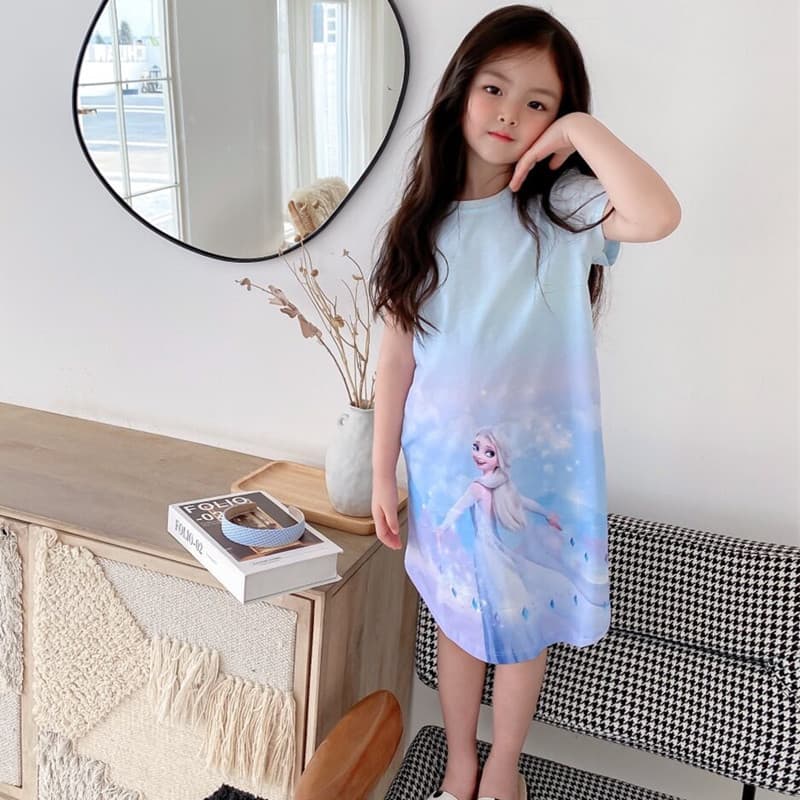 Frozen cotton pajamas nightdress children's homewear nightdress girl princess Elsa cartoon dress generation hair