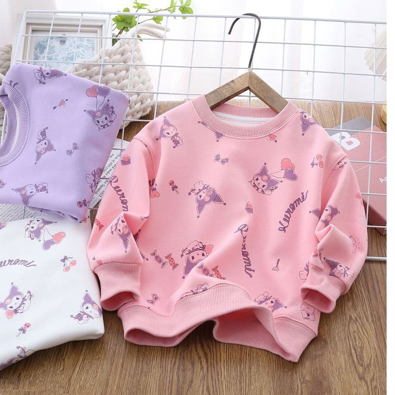 Spring and Autumn New Children's Sweatshirt Cartoon Full Printing Kulomi Fashion All-match Baby Girl