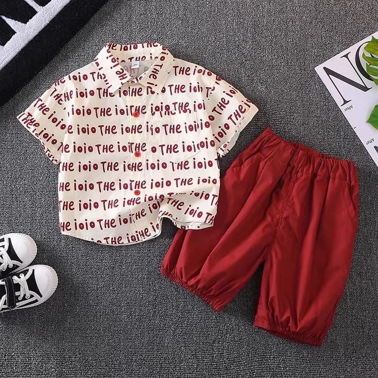 Children's Short-Sleeved Shirts 2026 Summer New Style Boys' Letter Shirts Baby Summer T-Shirt Tops Fashionable and Trendy