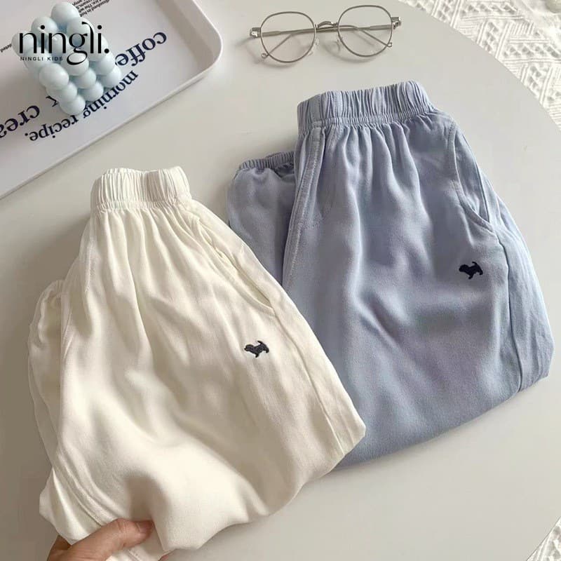 Ningli Girl's Ice Silk Anti-mosquito Pants Summer New Children's Soft Loose Casual Trousers Baby's Color Lantern Pants