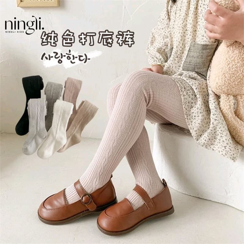 Ningli Girls' Pantyhose 25 Spring and Autumn Solid Color Knitted Cotton Leggings Children's Baby Baby Princess Foot Socks