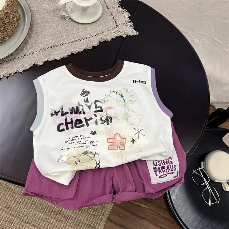 Children's Suit Boys Summer Vest 2025 New Pure Cotton Baby Summer Sleeveless Summer Boys Summer Clothes