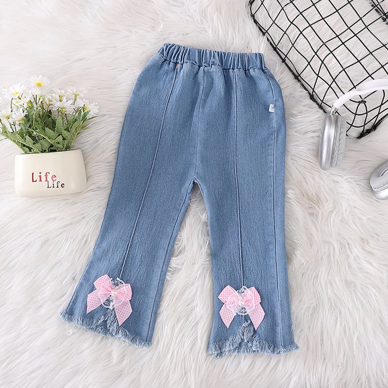 Girls' Flared Pants Spring and Autumn 2025 Slightly Stretchy New Mid-Waist Flared Jeans Stylish Children's Trendy Baby Pants