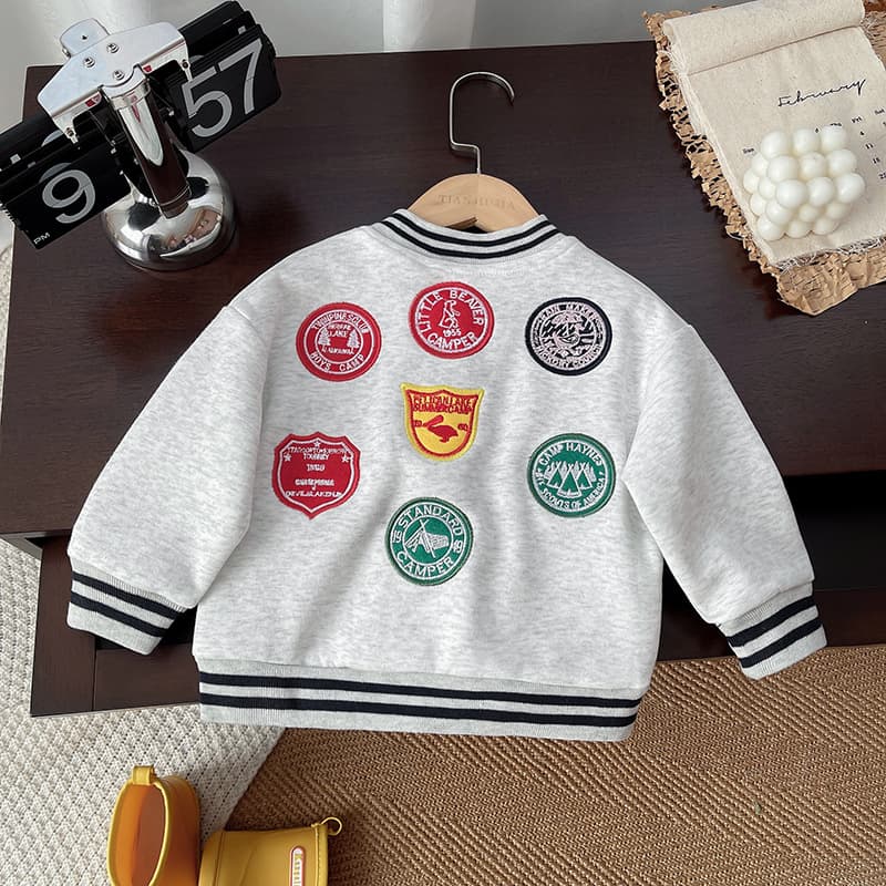 Children's Outwear 2025 Cartoon Cute Autum New Arrival Boys and Girls Patched Short Baseball Uniform Baby Letter Jacket