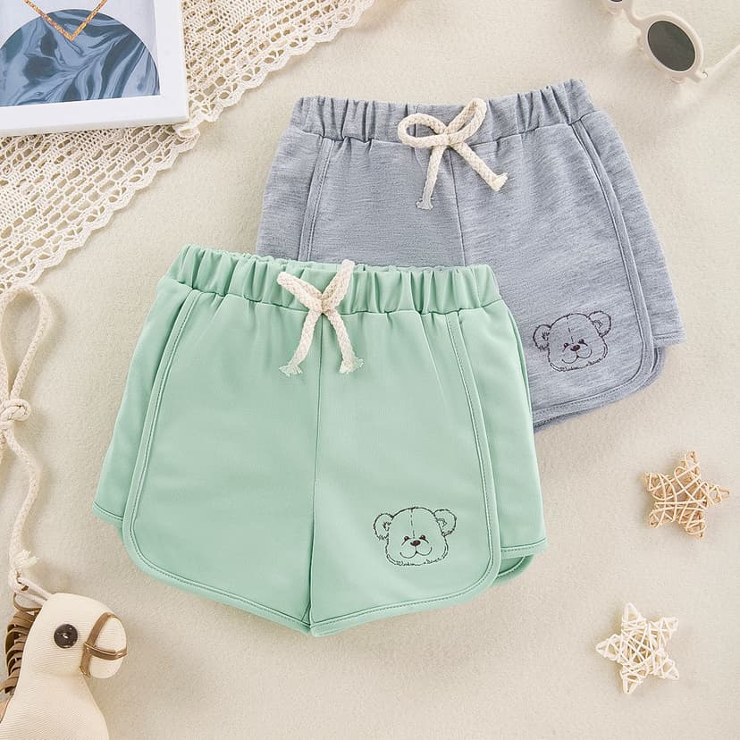 Summer Baby Boy Shorts, Fashionable Embroidered Bear Web Bow Sports Shorts, Baby Casual Pants