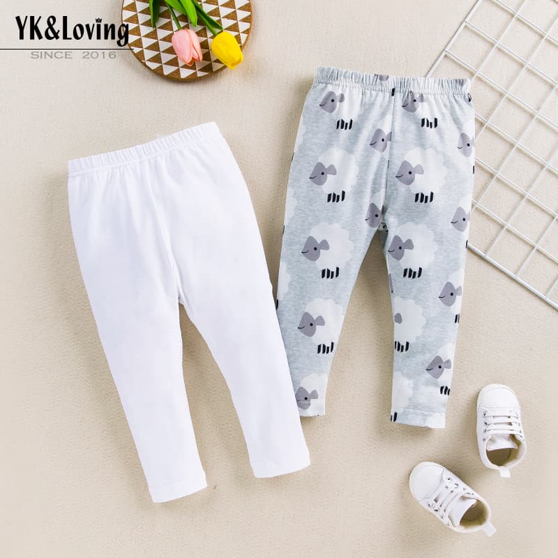 Factory Direct Sale Spring and Autumn New Baby Girl Leggings Printed Lamb Infant Pants Toddler Single Wear Children's Pants Trendy