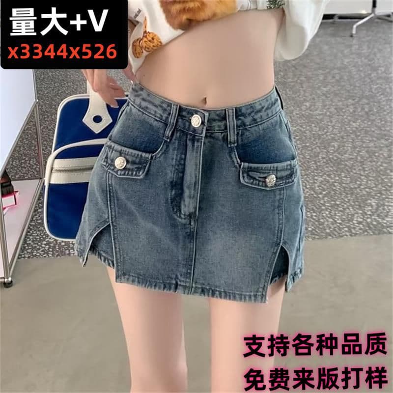 Factory direct cross-border trade women's wholesale split Denim skirt women a generation of Guangzhou Xintang supply