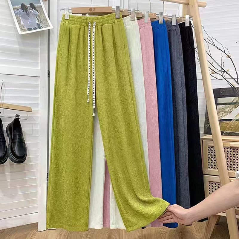Sandy Leaves Wide Leg Pants Women's New Fashion Casual Pants Spring and Summer plus size High Waist Straight Loose Mop Pants Wholesale
