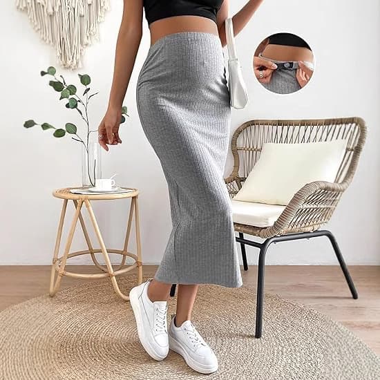 Pregnant Women Skirt Amazon AliExpress High Waist Solid Color Rib Knitted Maternity Dress Foreign Trade Cross-border Pencil Skirt