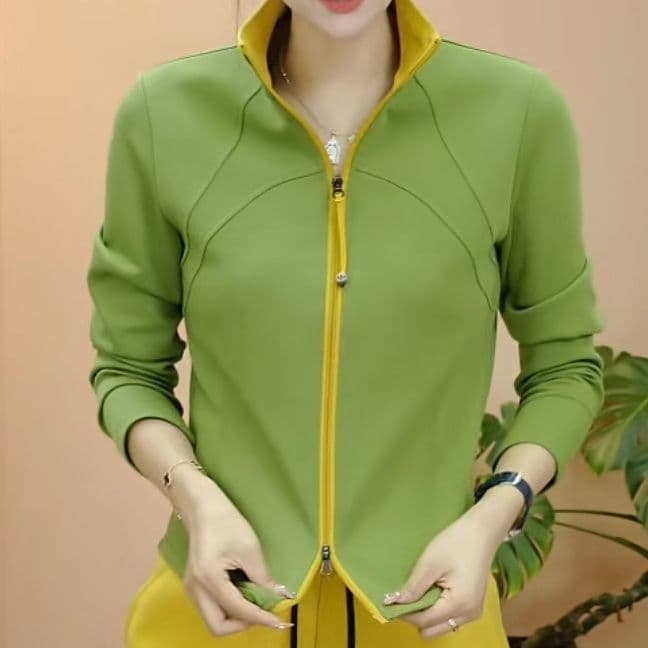 A generation of live explosions 2025 spring new fashion sports casual collar solid color zipper cardigan jacket