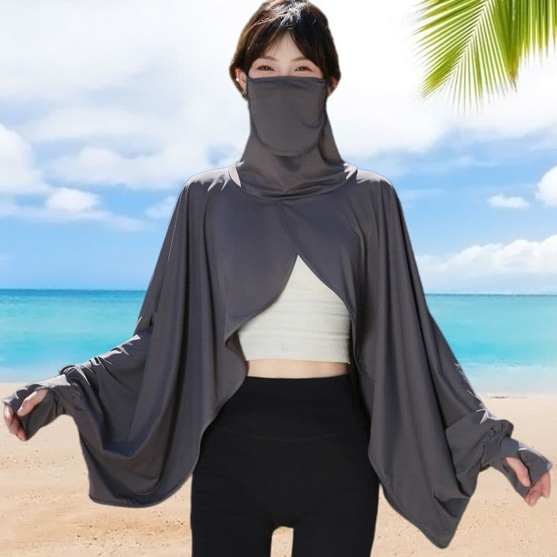 Large Size Summer Ice Silk Breathable Sun Protection Shawl Loose Sunshade Fashionable and Super Fairy Driving Uv Sun Protection Clothing