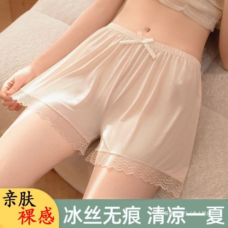 Ice Silk Pants Anti-Exposure Women's Thin Lace Leggings Women's Summer New Outer Wear White Safety Pants