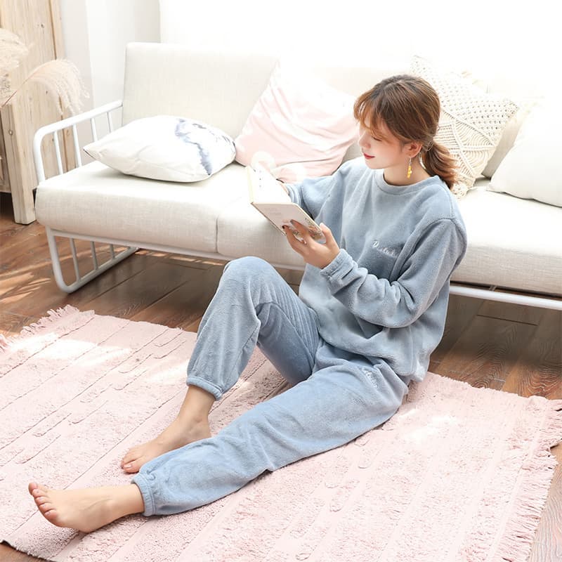 Warm Pants Set, Coral Fleece, Lazy Style, Loose Fit, Versatile, Thickened, Suitable for Wearing Outside, Jogger-Style Sleep Pants, Loungewear, Thickened Sleep Pants