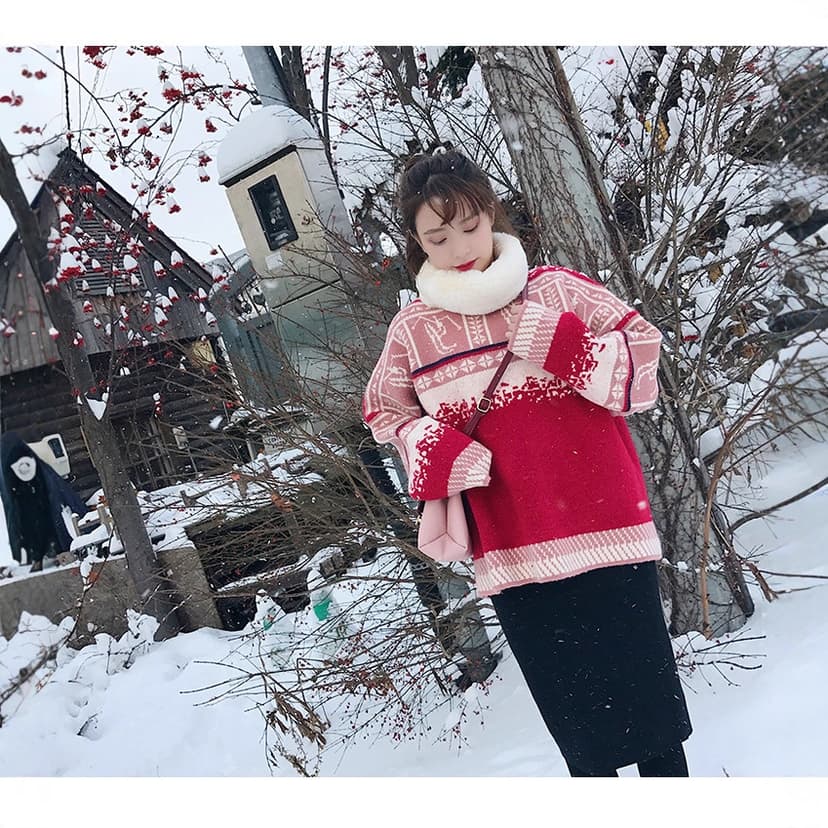 Cross-Border 2023 Export European and American Clothing Autumn and Winter New Amazon Independent Station Temu Christmas Knitted Pullover Sweater