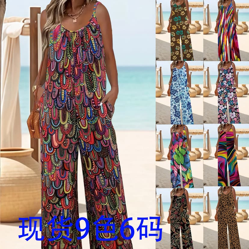 2025 spring and summer Europe and the United States cross-border foreign trade Amazon independent station fashion elegant plus size women's suspenders jumpsuit