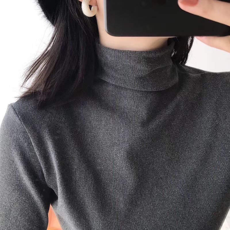 2020 Autumn and Winter New Cationic Velvet Solid Color Base Shirt Women's Warm Inner Top Thickened All-match Slim-fit