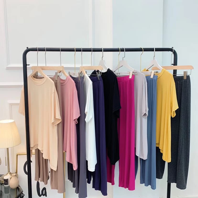 Seamless Delivery】Short-Sleeved Color-Blocked Three-Piece Set Summer Modal Women's Pajamas Loungewear Breathable and Skin-Friendly