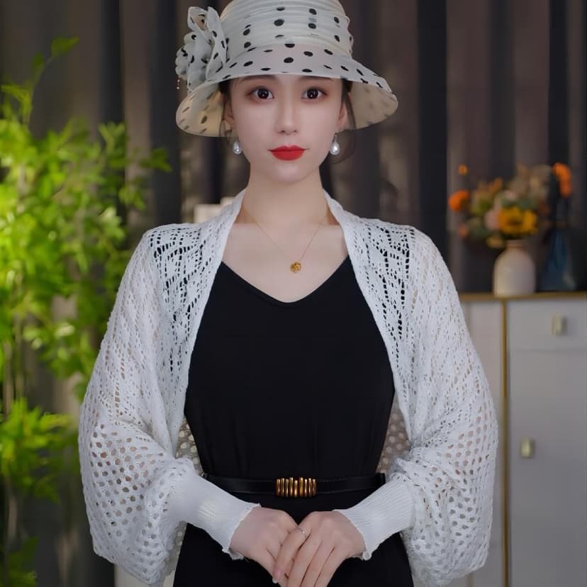 [Long-Sleeved Air-Conditioned Shawl] [Four Seasons] New Style Breathable and Stylish Summer Knitted Shawl, Versatile and Fashionable for Women