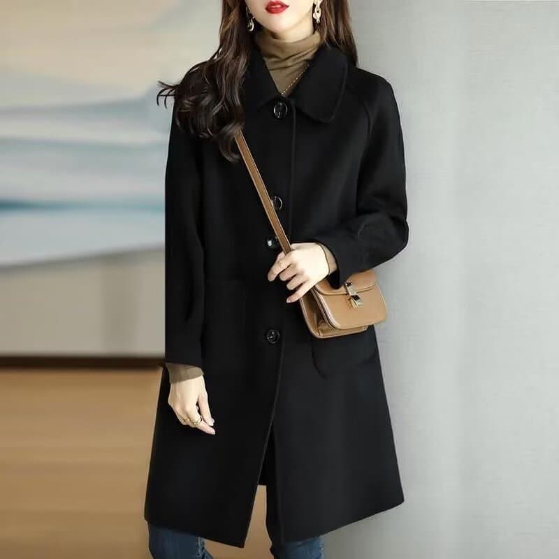 Cross-Border Trade 2025 Autumn and Winter New Women's Fashion Trendy Casual Slim Versatile High-End Cotton Woolen Coat