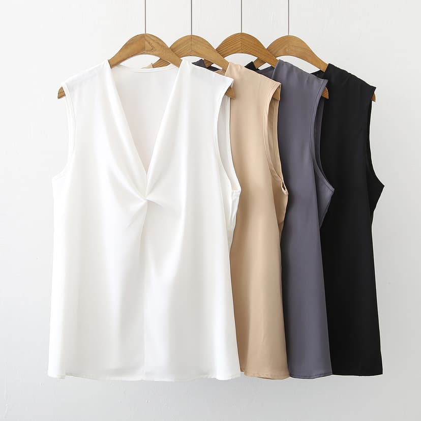 V-neck chiffon top women's summer style off-the-shoulder sleeveless vest design sense women's niche 2021 new fashion small shirt