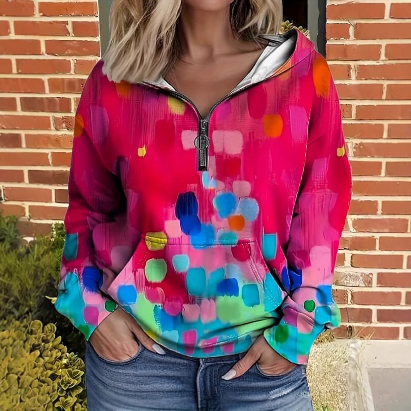 2024 autumn and winter Europe and America Amazon temu independent station supply zipper pocket hooded plus size women's thin sweater