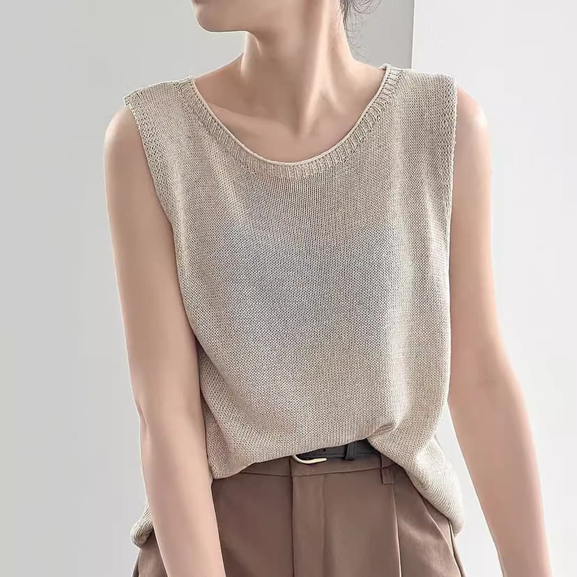 U Collar Sexy Knitted Shirt Vest Women's 2025 Summer New Korean Style Loose Inner and Outer Wearing Foreign Style Bottoming Top