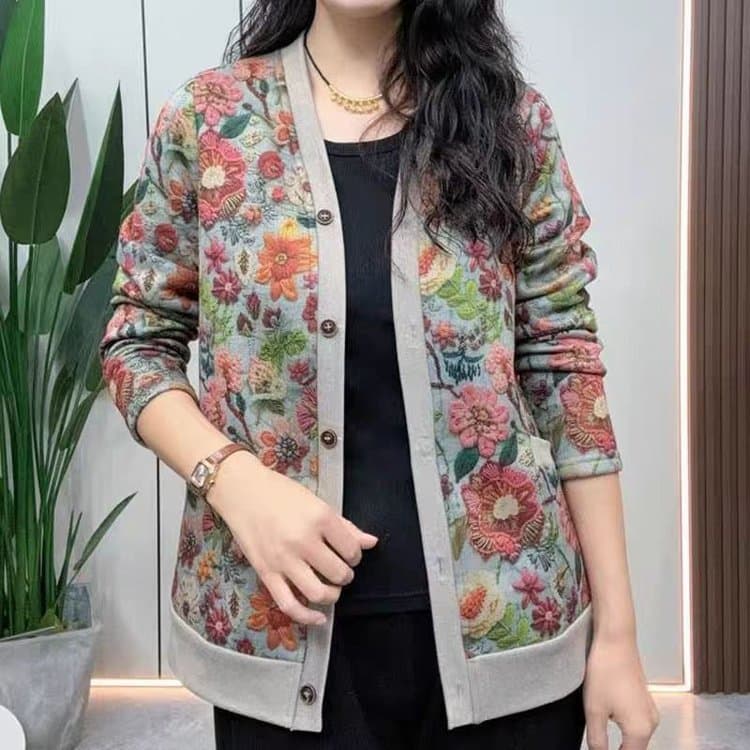 Trendy Loose Casual Fleece-Lined Thick Printed Jacket for Autumn and Winter 2025, Popular for Dropshipping and Live Broadcasts