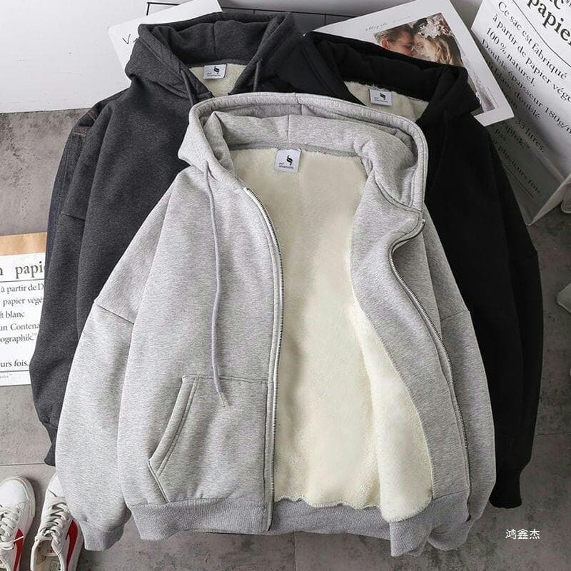 Same Style with Velvet [Jacket Zipper Cardigan] Same Style Spring and Summer Cardigan Jacket Sweatshirt for Men and Women Loose Casual New Style