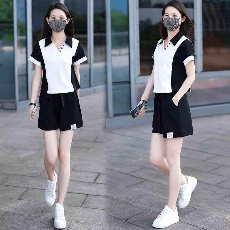 2025 Summer Short-Sleeved Two-Piece Imitation Cotton New Fashion Sports Suit T-Shirt Shorts Suit Casual Wear