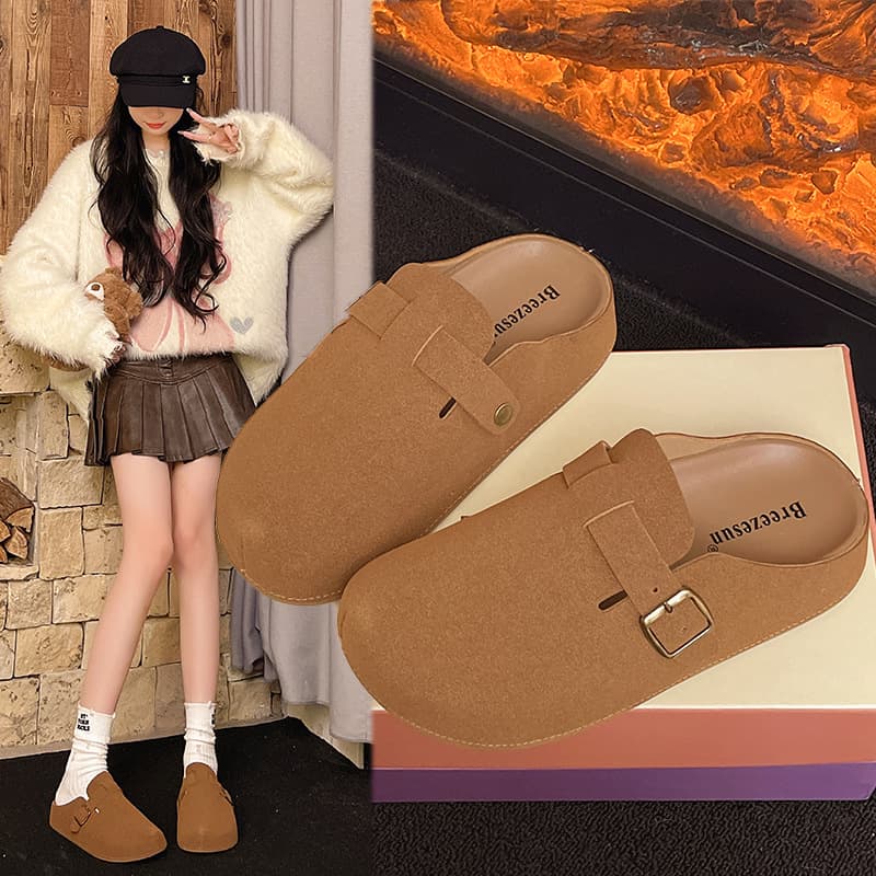 Birkenstock Slippers for Women 2025 New Summer Style Pregnant Women's Outer Wear Soft-Soled Loose Toe Half-Slip Versatile Shoes
