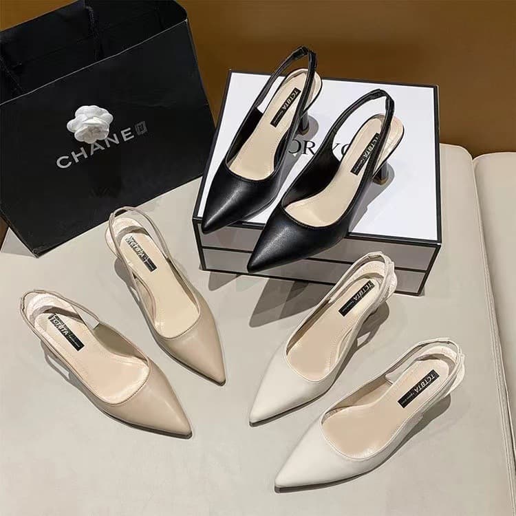 2024 Spring/Summer New Pointed Toe High Heels Women's Stiletto Peep Toe Sandals Backless Shallow Mouth Single Shoes Women