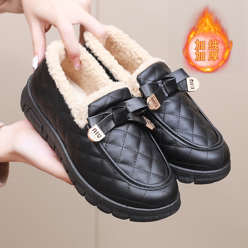2025 New Winter Thick-Soled Cold-Proof and Waterproof Women's Cotton Shoes, Comfortable and Casual Fleece-Lined, Thickeneded and Warm Mother's Shoes for Women