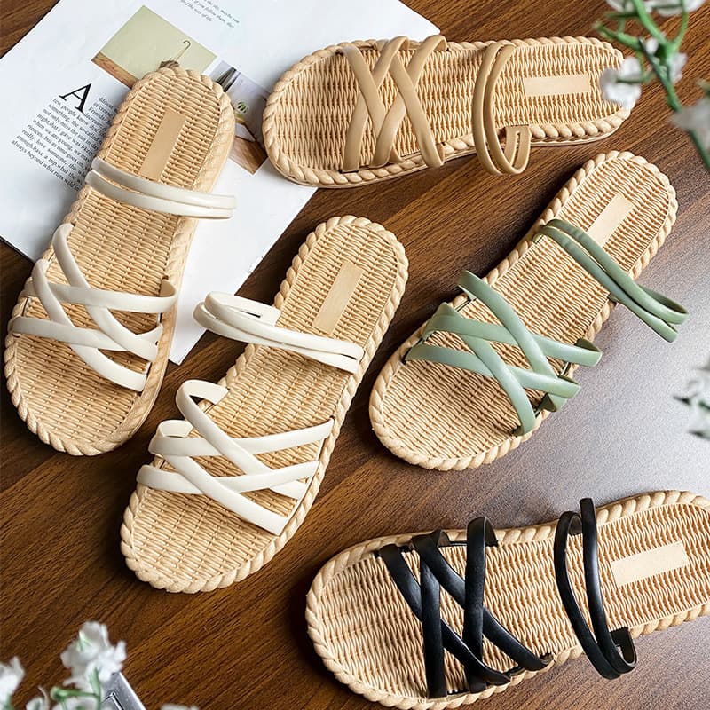 Cross-border Slippers Women's Outer Wear Summer New African Roman Fairy Flat-bottom Student One-word Sandals Women's Foreign Trade Style