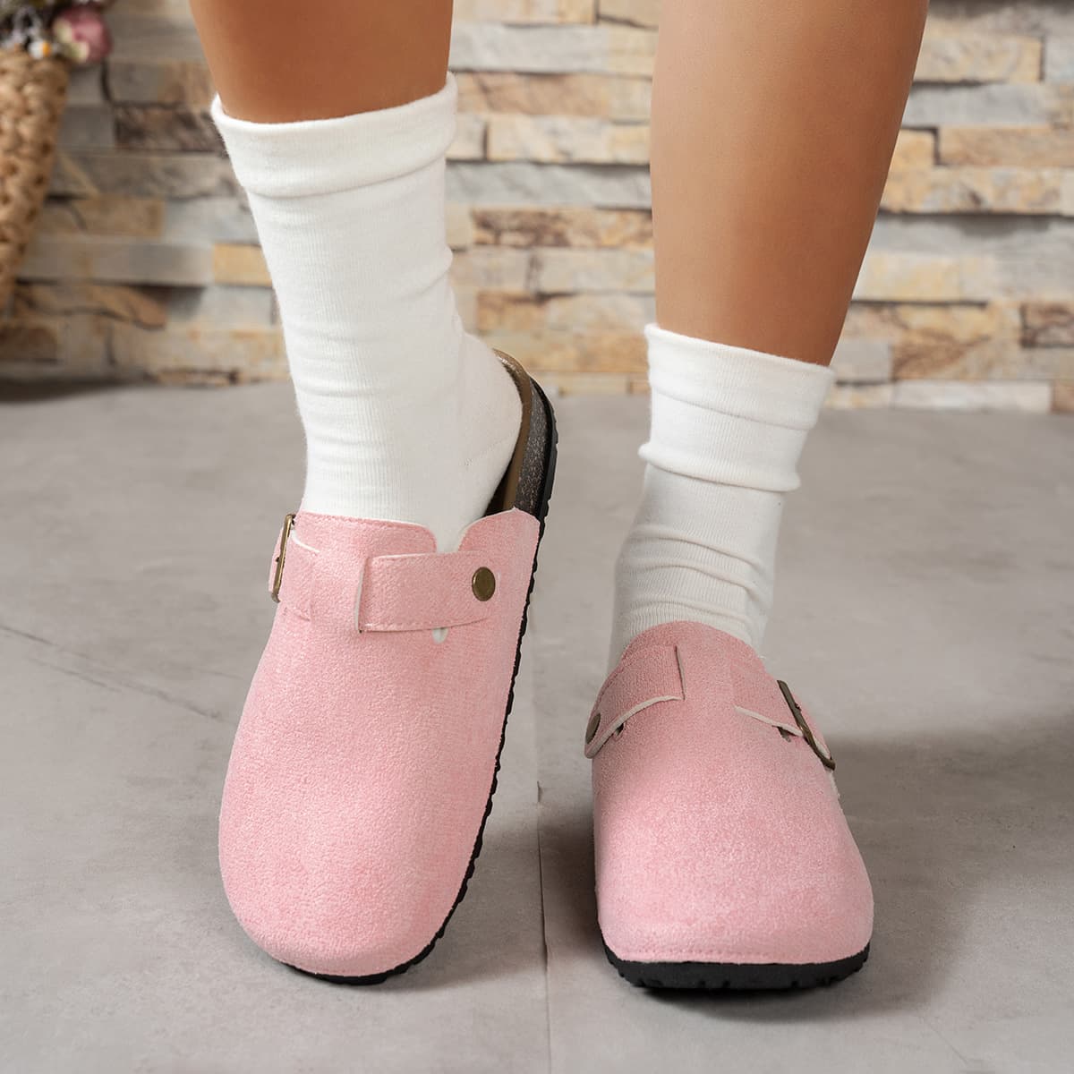 Cross-Border Large Size Boken Toe Half-Slip Sandals for Women Summer Outer Wear Round Toe Half-Slip Slip-Ons