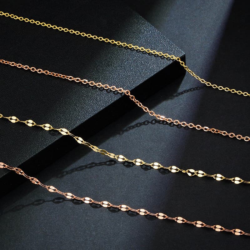 Titanium Steel Necklace for Women, 18K Gold-Plated, Simple and Versatile, Niche Clavicle Chain, O-Chain, Lip Chain, Wholesale Rose Gold