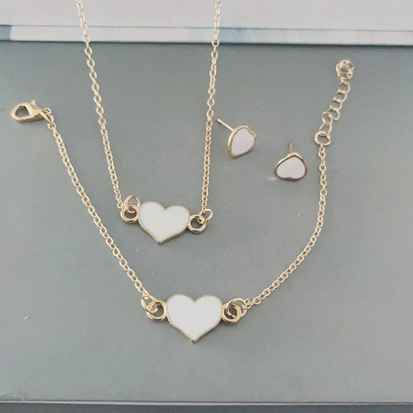 2026 New European and American Fashion Heart-Shaped Necklace Set Alloy Enamel Multicolor Women's Necklace Wholesale in Stock