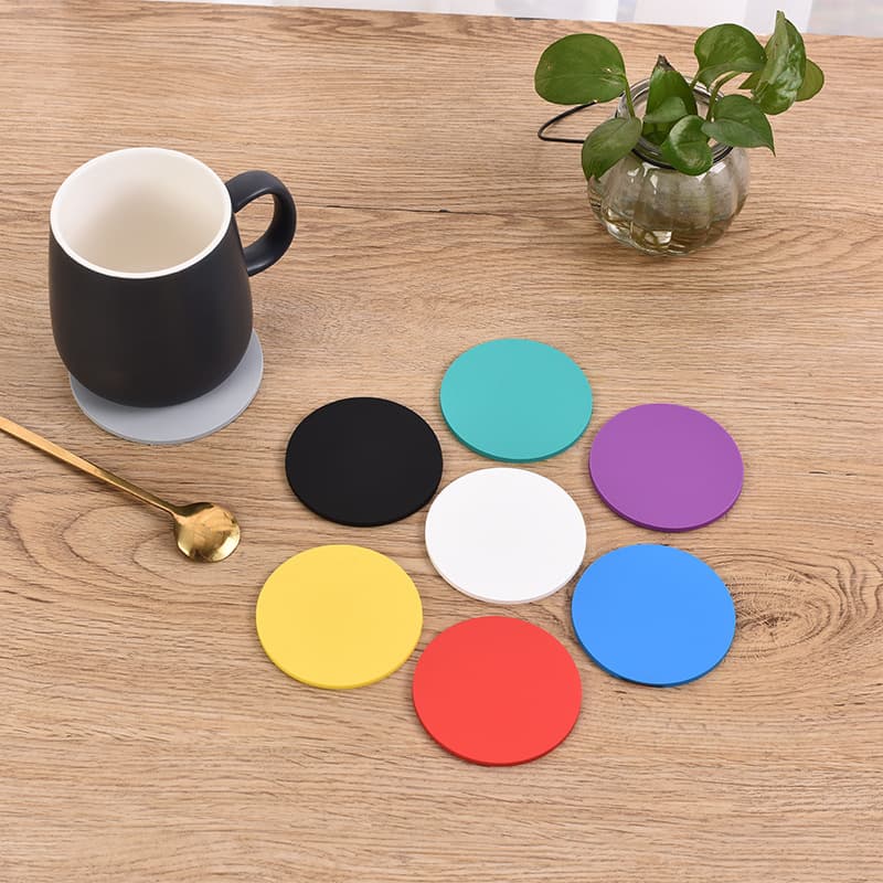 Simple Waterproof Non-Slip Tea Cup Mat Bowl Mat Coaster PVC Soft Rubber Home Solid Color Hotel Bar Coaster