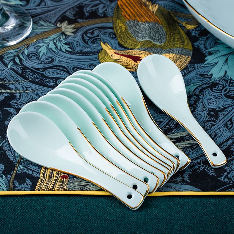 Ceramic soup spoon long handle large spoon small spoon spoon ceramic chopsticks household non-slip mildew DIY wholesale optional