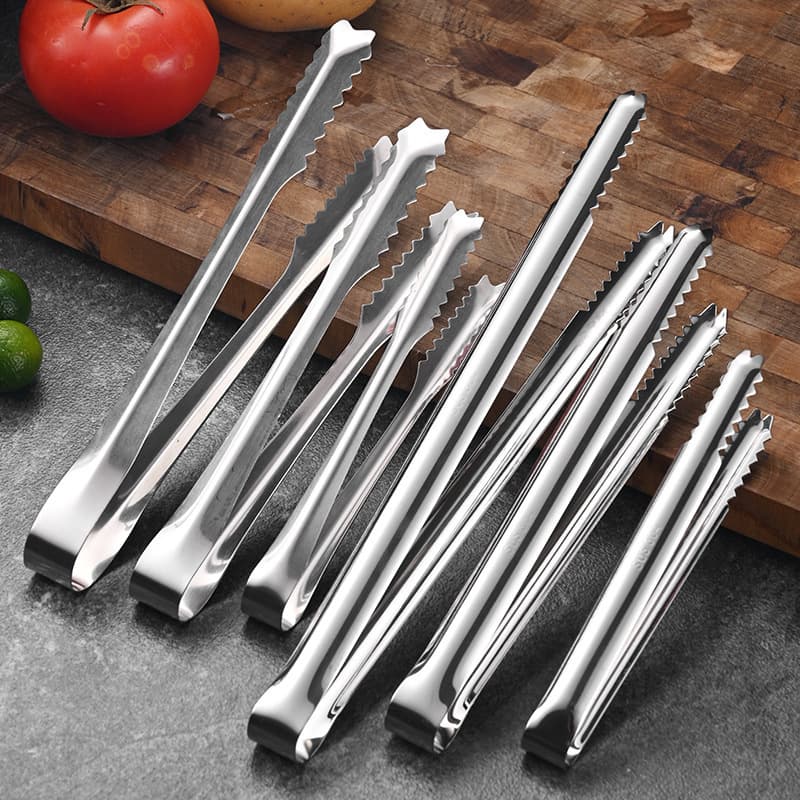 In-Stock 304 Stainless Steel Non-Magnetic Toothed Anti-Slip Ice Tongs Kitchen Mini Sugar Cube Tongs Dessert Food Tongs