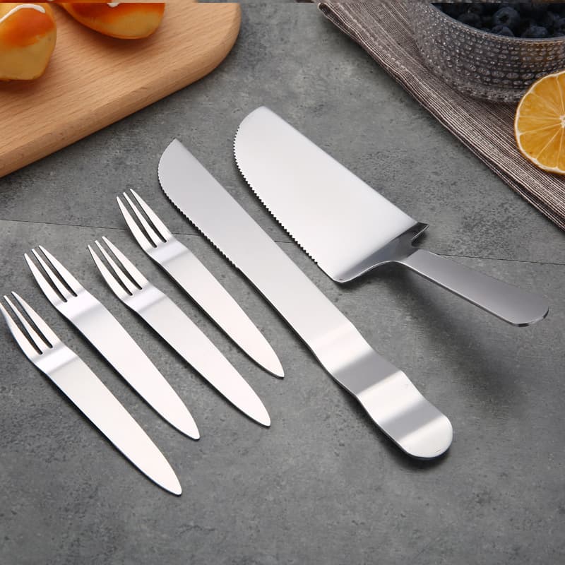 Stainless Steel Mooncake Fork with Toothed Cake Shovel Fork Fruit Fork Pizza Shovel Baking Tool Cake Knife and Fork Laser Logo